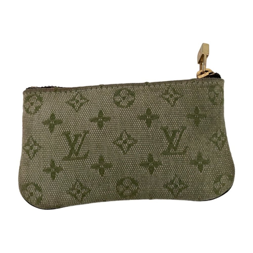 Authentic Louis Vuitton Monogram Mini Lin Green Denim Coin Pouch